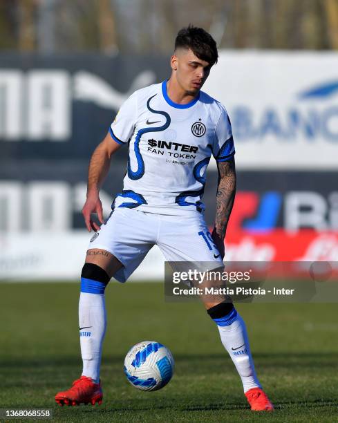 Alessandro Silvestro of FC Internazionale in action during the campionato Primavera 1 match between AC Milan U19 and FC Internazionale U19 at Centro...