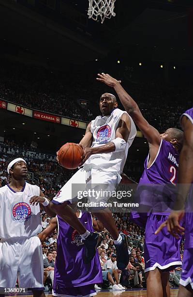 Vince Carter of the Toronto Raptors goes up for a shot during the Vince Carter Charity All Star Game at the Air Canada Centre in Toronto, Canada on...