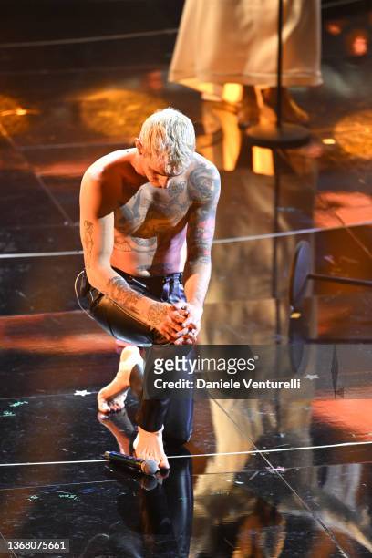 Achille Lauro attends the 72nd Sanremo Music Festival 2022 at Teatro Ariston on February 01, 2022 in Sanremo, Italy.