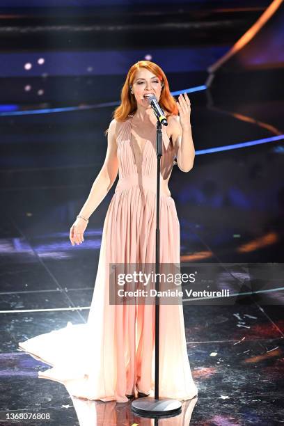 Noemi attends the 72nd Sanremo Music Festival 2022 at Teatro Ariston on February 01, 2022 in Sanremo, Italy.