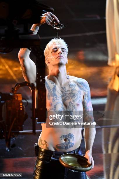 Achille Lauro attends the 72nd Sanremo Music Festival 2022 at Teatro Ariston on February 01, 2022 in Sanremo, Italy.