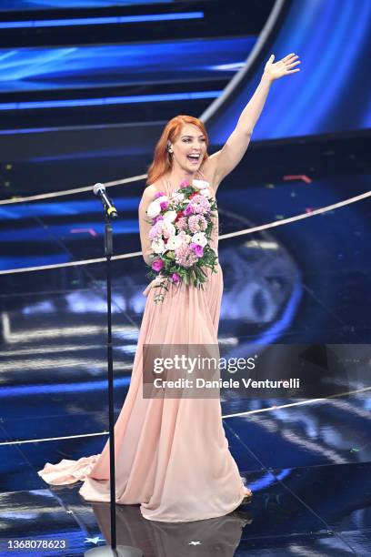 Noemi attends the 72nd Sanremo Music Festival 2022 at Teatro Ariston on February 01, 2022 in Sanremo, Italy.