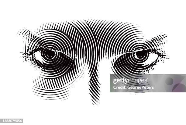 zornigen augen - menschliches gesicht nahaufnahme augen stock-grafiken, -clipart, -cartoons und -symbole