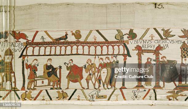 Audience with Duke William granted to Harold in the palace at Rouen, detail from the Bayeux Tapestry, before 1082