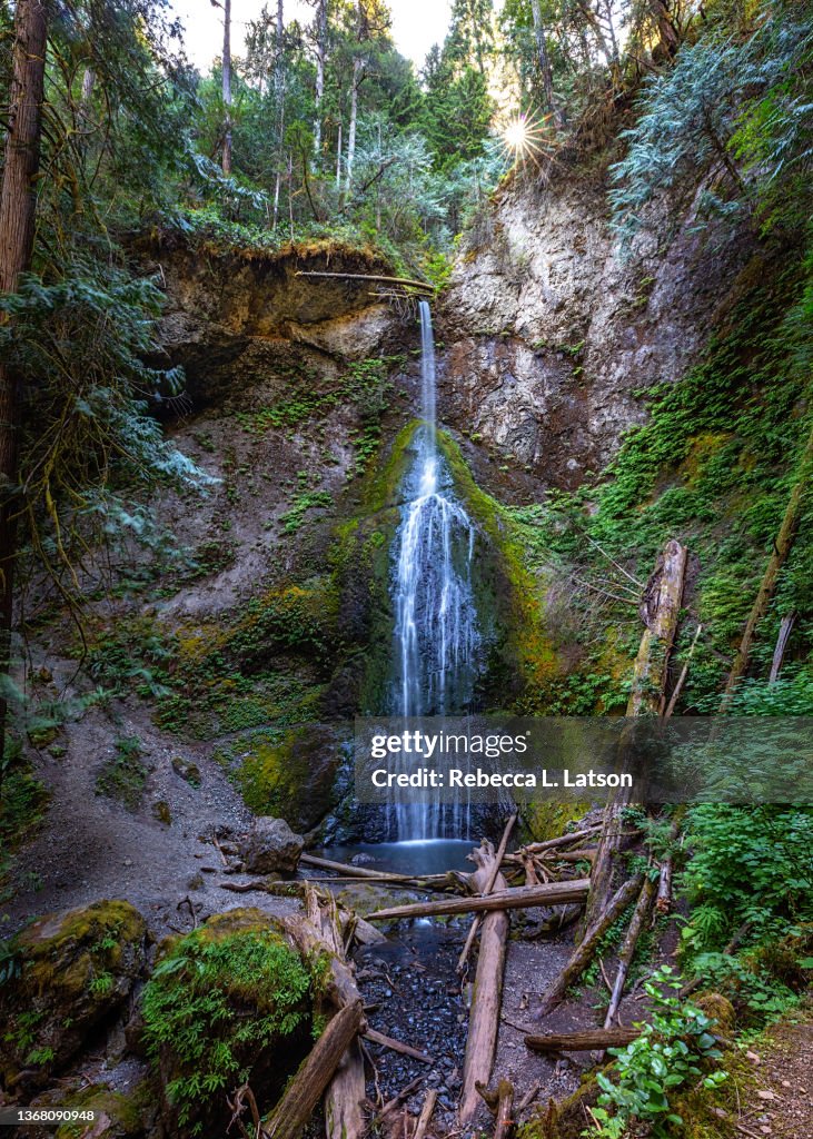 Marymere Falls And A Sparkling Sunstar (Sunburst)
