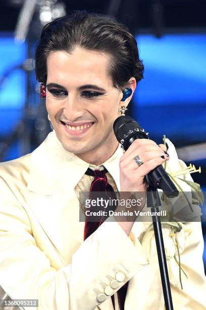 Damiano David of Maneskin band attends the 72nd Sanremo Music Festival 2022 at Teatro Ariston on February 01, 2022 in Sanremo, Italy.