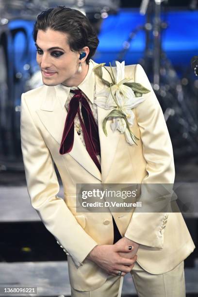 Damiano David of Maneskin band attends the 72nd Sanremo Music Festival 2022 at Teatro Ariston on February 01, 2022 in Sanremo, Italy.