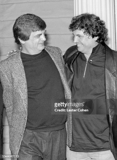 Isaac Donald "Don" Everly and brother, Phillip "Phil" Everly , of the American country rock duo The Everly Brothers, pose at a BMI party circa 1988...