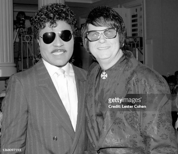 American musician, singer, and songwriter Little Richard and American singer, songwriter, and musician Roy Orbison , pose for a portrait at a BMI...