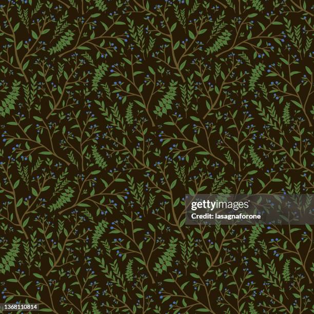 seamless floral vector pattern - blueberry stock illustrations