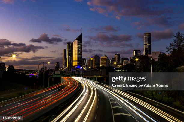 city motorway landscape - brisbane street stock pictures, royalty-free photos & images