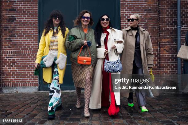 Guests outside Gestuz show in Copenhagen fashion week AW22 on February 01, 2022 in Copenhagen, Denmark.