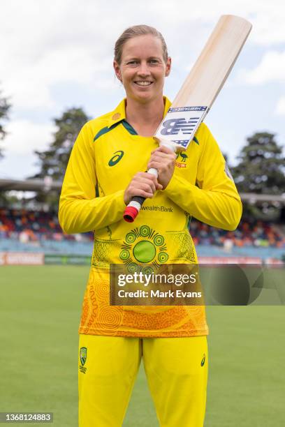 Captain of the Australian women's cricket team, Meg Lanning poses for a photo during a media opportunity ahead of the ODI leg of the 2022 Women's...