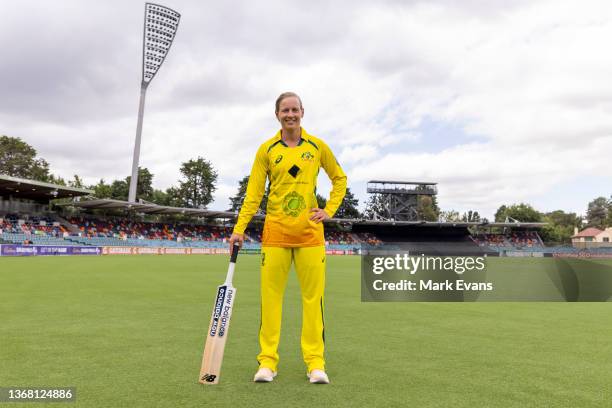 Captain of the Australian women's cricket team, Meg Lanning poses for a photo during a media opportunity ahead of the ODI leg of the 2022 Women's...