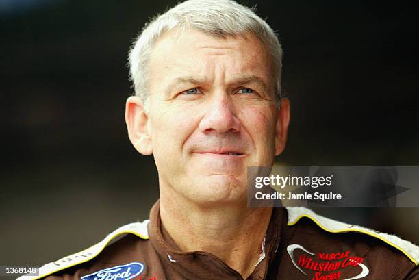 Dale Jarrett, driver of the UPS Racing Ford Taurus, prepares for practice for the Mountain Dew Southern 500 on August 31, 2002 at Darlington Raceway...