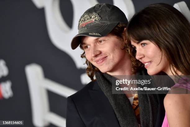 Jack Kilmer and Talulah Brown attend the U.S. Premiere of "Jackass Forever" at TCL Chinese Theatre on February 01, 2022 in Hollywood, California.