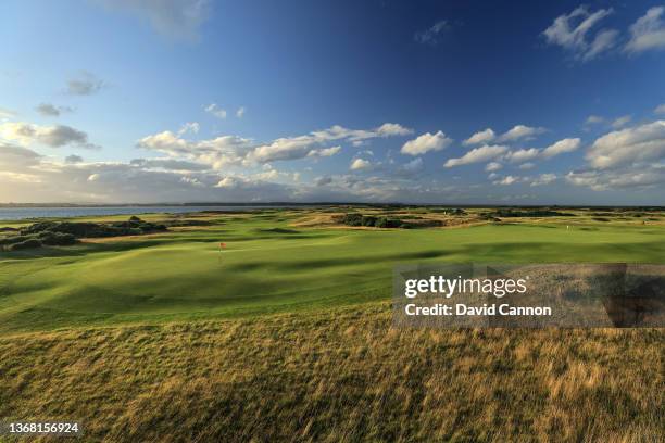 General view from behind the green on the par 4, 12th hole with the green on the par 4, sixth hole to the right side on The Old Course at St Andrews...