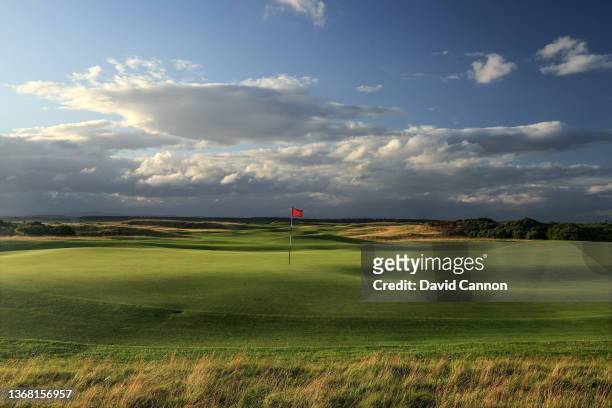 General view from behind the green on the par 4, 12th hole on The Old Course at St Andrews on August 14, 2021 in St Andrews, Scotland.
