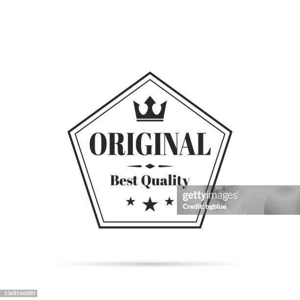 trendy badge (outline, line art) - original, best quality - authentic stock illustrations