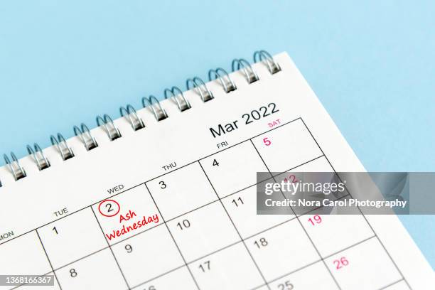 ash wednesday calendar date - week one stock-fotos und bilder