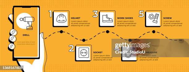 construction tools infographic template - grinding stock illustrations