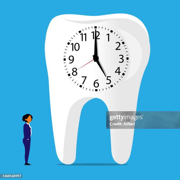 nehmen sie sich zeit für ihre zähne - zahnarzt stock-grafiken, -clipart, -cartoons und -symbole