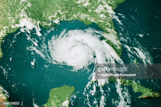 hurrikan ida 2021 topografische karte 3d-renderfarbe - florida usa stock-fotos und bilder