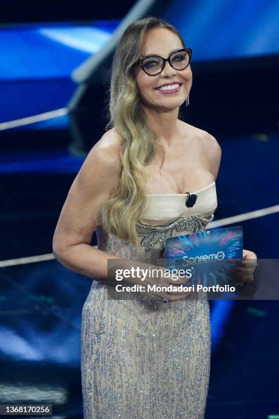 Italian actress Ornella Muti at 72 Sanremo Music Festival. First evening. Francesco Scognamiglio dress. Sanremo , February 1st, 2022