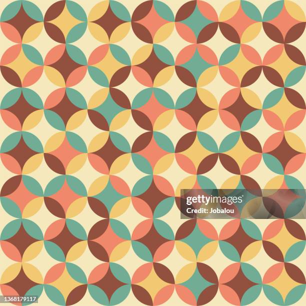 ilustrações, clipart, desenhos animados e ícones de circular vintage color petals seamless background pattern - fora de moda estilo