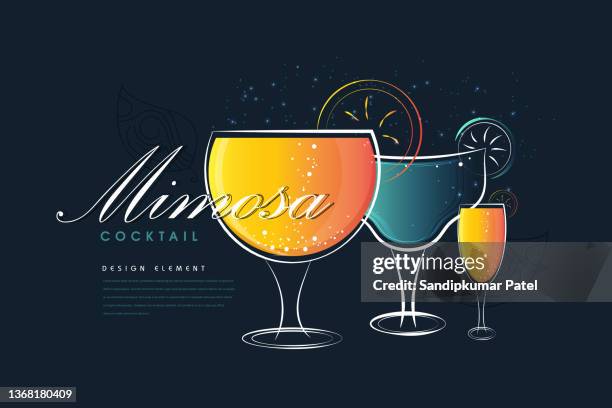 drinking cold mojito cocktail surrounded with monstera leaves vector illustration. - martini glass stock illustrations
