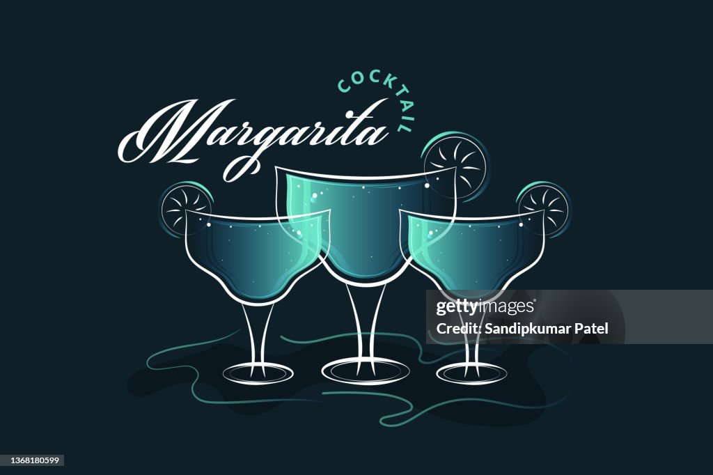 Cocktail glasses minimal vector illustration.