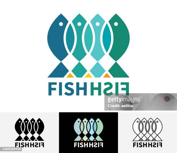 stockillustraties, clipart, cartoons en iconen met fish icon set. logo design. - visvangst