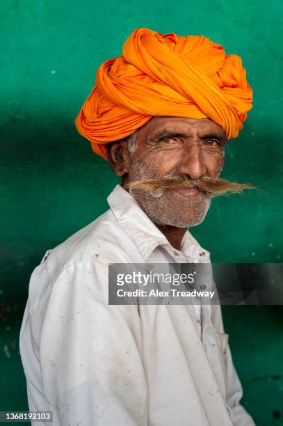 rajasthani man - bigote manillar fotografías e imágenes de stock