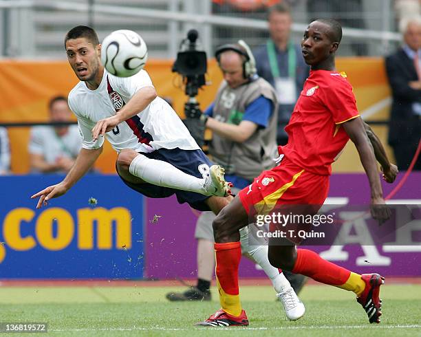 Clint Dempsey sends over a cross during the Group E game between the USA and Ghana at Franken-Stadion in Nuremberg, Germany on June 22, 2006. Ghana...