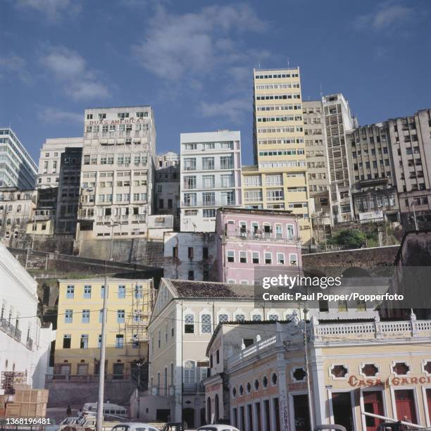 Apartment blocks and buildings line streets in the Upper Town district of the city of Salvador, capital of the state of Bahia on the east coast of...