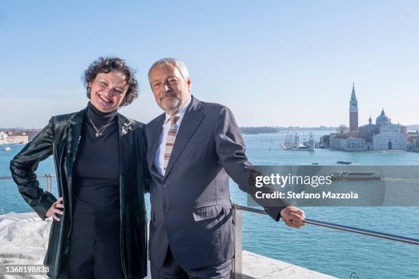 The curator Cecilia Alemani and the president of the Venice Biennale Roberto Cicutto attends the presentation of the 59th International Art...