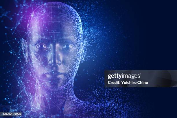 biometric identification - humano-robot fotografías e imágenes de stock
