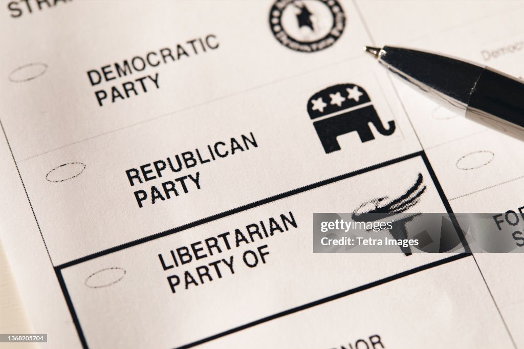 Close-up of voting ballot