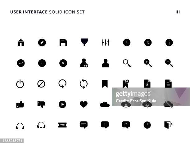 user interface simple solid icon set iii - solid stock illustrations