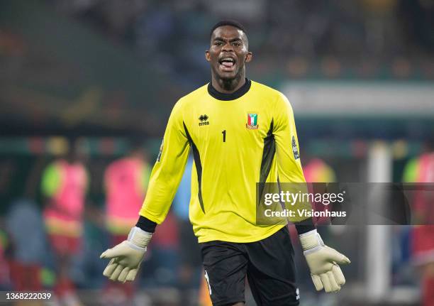 Celebrates the Equatorial Guinea equaliser during the Africa Cup of Nations 2021 quarter-final football match between Senegal and Equatorial Guinea...