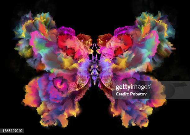 fantastisch gemalter schmetterling - neon animals stock-grafiken, -clipart, -cartoons und -symbole