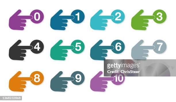 number pointing finger - 7 steps stock illustrations