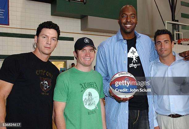 Brady Anderson, Brian Vickers, John Salley and AJ DiScala, co-owners of the newest addition to the American Basketball Association, The Hollywood Fame