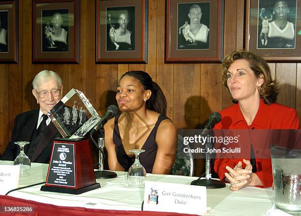 John R. Wooden, Alana Beard and Head Coach, Gail Goestekors of Duke University