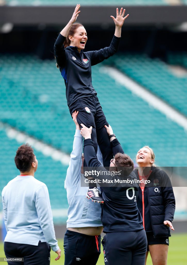 The Duchess of Cambridge Joins England Rugby Training Session