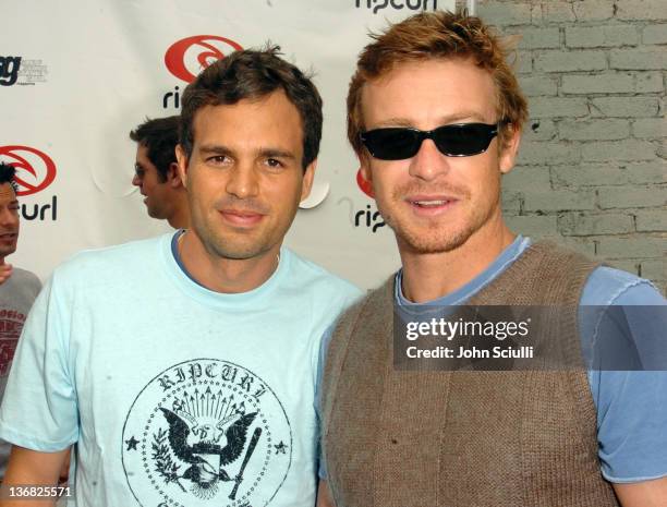 Mark Ruffalo and Simon Baker during Rip Curl Presents "Sand & Glam" Benefitting Heal the Bay - Celebrity Surfing Competition at Malibu Surfrider...