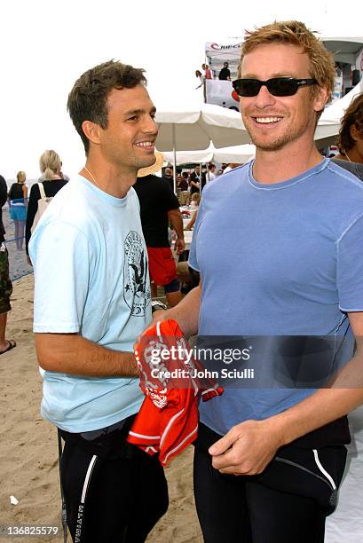 Mark Ruffalo and Simon Baker during Rip Curl Presents "Sand & Glam" Benefitting Heal the Bay - Celebrity Surfing Competition at Malibu Surfrider...