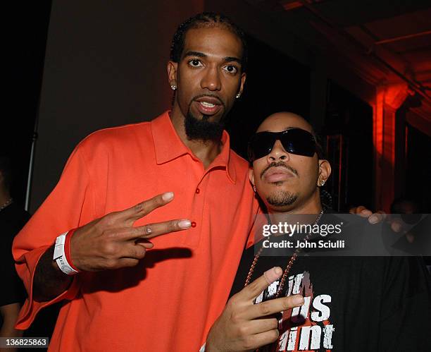Rip Hamilton and Ludacris during Boost Mobile's NBA All-Star Game Party - February 17, 2006 at The Corinthian in Houston, Texas, United States.