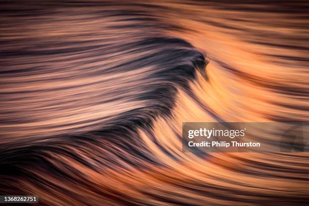 beautiful lines across oceans surface in golden light - beweging stockfoto's en -beelden