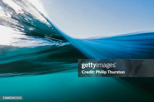 Vortex split view of blue ocean waters surface Vortex split view of blue ocean waters surface